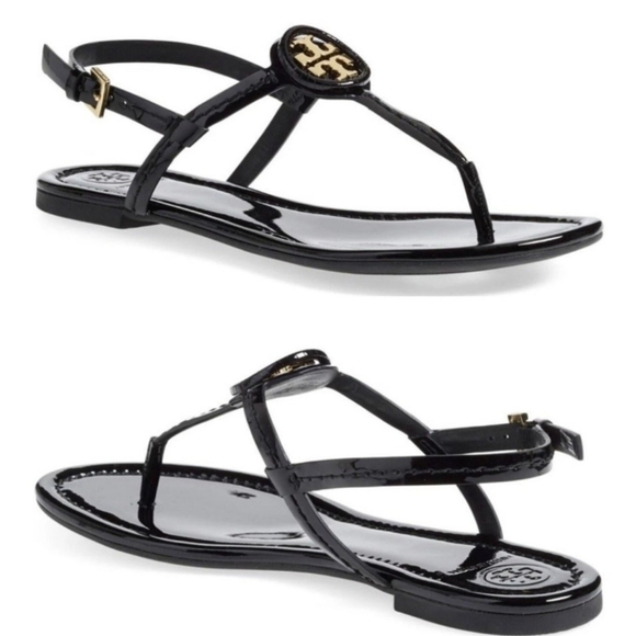 Tory Burch Cassia Miller T-Strap Flat Thong Slingback Sandals - Picture 1 of 7